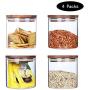 Cshopping 4PCS Glass Storage Jar, 500ML Glass Food Storage Container, Air Tight Glass Canisters with Bamboo Lids, Perfect Container for Kitchen, Food Container for Candy, Cereal, Beans