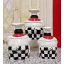 Kitchen Decor, African American Guys, Bistro Black Happy Chef, 3pc Canister Set, 89029 By ACK