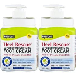 ProFoot Heel Rescue Foot Cream 16 Ounce Bottle, 2 Pack, for Cracked, Calloused, or Chapped Skin