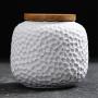 Honeycomb Grain Ceramic Tea Can Kitchen White Mini Seal Wooden Lid Seasoning Jar Nordic Red Simple Coffee Candy Storage Tank Condiment bottles (Color : 3)