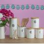Typhoon Living Airtight Tea, Coffee and Sugar Storage Canister with Bamboo Lid, Set of 3, 1 Litre, Cream