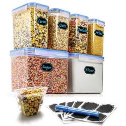 1790 Gallon Cereal Container 2 Pack - Free Label Kit, 4 Sided-Locking Lid,  Watertight, Airtight, Space