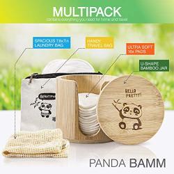 Panda Bamm- Reusable Makeup Remover Pads Multi-pack, 16 pcs - Zero Waste Reusable Cotton Rounds, Bamboo Storage Jar for Reusable Cotton Pads, Eco Friendly Travel Bag, Laundry Bag