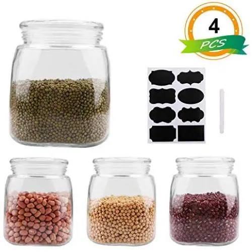 Halb-Gallonen Glas-Aufbewahrungsglas (64 Oz - 2 Quart) – Weite Öffnung, Glasdeckel, USDA-Genehmigt, BPA-frei, Spülmaschinenfest – Glasbehälter zur Fermentation, für Sonnentee, Kombucha, Trockenlagerung, Klar (Packung mit 4)