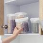 HOMELUNY Set of 4 Kitchen Cereal Containers for Storage Plastic Storage Box Clear Food Storage Jars Moisture Proof Airtight for Candy, Cookie, Rice, Sugar,Flour,Snacks Keeping Food Dry & Fresh Small