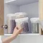 HOMELUNY Set of 4 Kitchen Cereal Containers for Storage Plastic Storage Box Clear Food Storage Jars Moisture Proof Airtight for Candy, Cookie, Rice, Sugar,Flour,Snacks Keeping Food Dry & Fresh Small