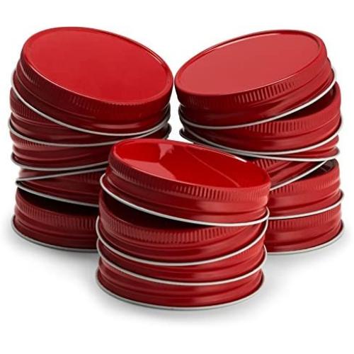 Mason Jar Lids, by Kook, Regular Mouth, Continuous Thread, Set of 16, Red