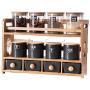 QETU Ceramic Spice Jars Containers Suit, Pepper, Salt, Chili Tank Containers with Lids, Three-Tier Kitchen Sealed jar Storage Rack