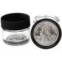 DabJars : set of 10 glass jars 5ml / 1.2&quotx1.2" BLACK cap threaded screw top heavy weighted glass retail or wholesale packaging (Black Cap)