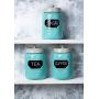 Mason Jar Ceramic Canister Set for Kitchen - Set of 3 Decorative Storage Containers with Air-Tight Lids for Coffee, Sugar & More - Country Style Storage w/Reusable Writable Surface - 12.85oz/Canister
