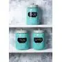 Mason Jar Ceramic Canister Set for Kitchen - Set of 3 Decorative Storage Containers with Air-Tight Lids for Coffee, Sugar & More - Country Style Storage w/Reusable Writable Surface - 12.85oz/Canister