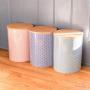 Geometric Design Patterned Porcelain Biscuit Barrel/Canister - Light Blue