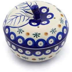 Polish Pottery 5?-inch Apple Shaped Jar (Mosquito Theme) + Certificate of Authenticity