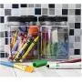 Jars with Lids 3 Clear Empty Plastic Storage Holders - Square Food Grade Air Tight Container with Easy Grip Handles - BPA Free Jar Multi Purpose