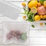 Agelloc Translucent Frosted Food Storage Bag Ziplock Freezer Bags Eco-Friendly Food Storage Bags for Camping Work School Home Traveling Leakproof Non-Toxic (Clear)