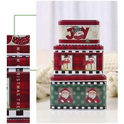 Dsxnklnd 3pcs/set Christmas Biscuits Coin Candy Storage Jar Container Jewelry Organizer Tin Sealed Jar