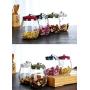 Glass sugar bowl with Lids,Condiment Jar Spice Container, Cork and Cloth Cover,20oz 600ML (Red)
