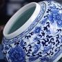 Ceramic Vase LJIANW Peony Porcelain Tea Tin/Tea Storage/Tea Caddy/Tea Canister/Helmet-Shaped Temple Display Jar, 4 Sizes (Color : Blue, Size : 20x19.5cm)