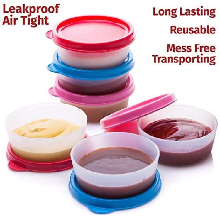 Reusable Small Condiment Containers with Lids - Stainless Steel Salad Dressing Container to Go for Lunch Box Dipping Sauce Cups with Plastic-Free