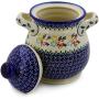 Polish Pottery 8-inch Jar with Lid and Handles (Spring Flower Ring Theme) + Certificate of Authenticity