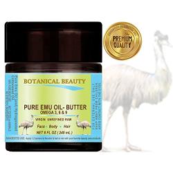 PURE EMU OIL- BUTTER. 100% Natural - RAW - VIRGIN - UNREFINED.for FACE, BODY, HANDS, FEET, NAILS & HAIR and LIP CARE. (8 Fl. oz. - 240 ml.)