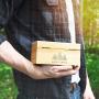 Stash Box Combo - Accessories Kit, Locking Wooden Box with Grinder, Rolling Tray, Smell Proof Glass Jar, Bamboo Box with Lock (Metatrons Cube)
