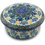 Polish Pottery Jar with Lid 5-inch Blue Forget-Me-Nots made by Ceramika Artystyczna