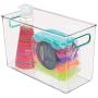 mDesign Plastic Food Storage Container Bin with Handles - for Kitchen, Pantry, Cabinet, Fridge/Freezer - Organizer for Snacks, Produce, Vegetables, Pasta - BPA Free, Food Safe - 2 Pack - Clear/Blue
