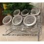 Seasoning Bottle Set Glass Storage Tank Rack 6-Jar Compact Spice Rack for Kitchen BBQ Camping Picnic