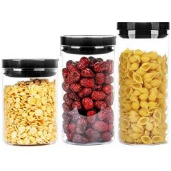 WH- Kitchen Glass Jar With Lid In Sealed Milk Tea, Coffee Beans Cereals Classified Storage Means To Store 3/4 (Color : 3 packs)