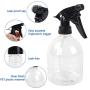 Plastic Spray Bottles 4pcs 16oz Empty Clear Spray Bottle with Black Trigger Sprayers, Adjustable Nozzle, for Cleaning Solutions, Planting, Cooking