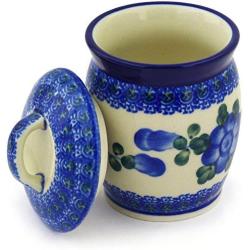 Polish Pottery Jar with Lid 4-inch Blue Poppies