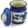 Polish Pottery Jar with Lid 4-inch Blue Poppies