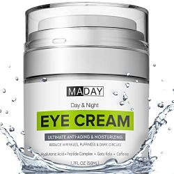 Eye Cream - Reduce Dark Circles, Puffiness and Under Eye Bags - Effective Anti-Wrinkles Treatment - Anti-Aging Eye Gel with Hyaluronic Acid, Gotu Kola Extract, Caffeine - Refreshing Eye serum