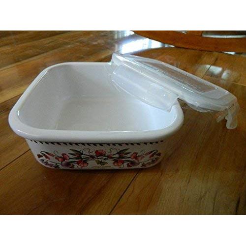 portmeirion 6.69" square storage jar w/ lock lid botanic garden sweet pea