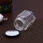 45ML Hexagon Transparent Glass Bottle Honey Storage Bottle Empty Jar Nut Sugar Canister Tank Compatible For Home Kitchen Storage