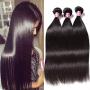 Unice Hair 8a Malaysian Straight Hair 4 Bundles Virgin Unprocessed Human Hair Wefts Hair Extensions Deal with Mixed Lengths 100% Human Hair Extensions (14 16 18 20, Natural Black)
