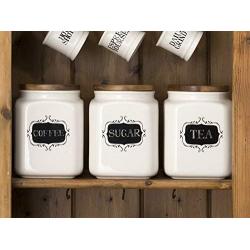 Stir It Up Ceramic Storage Jar Caddies in Tea/Coffee/Sugar Design Creative Tops