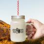 Forest Green Learn More Earn More Frosted Glass Mason Jar With Straw