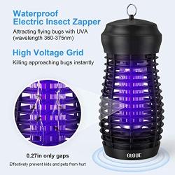 GLOUE Bug Zapper for Outdoor - High Powered Waterproof Electric Mosquito Zapper Killer, Insect & Fly Trap , Light Bulb Lamp for Backyard, Garden, Patio, Home