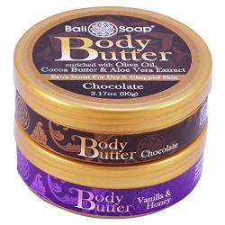 Bali Soap - Body Butter 2 pc Set Chocolate & Vanilla-Honey, Cocoa Butter & Aloe Vera Extract , 3.1 Oz. each