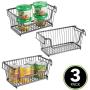 mDesign Modern Farmhouse Metal Wire Household Stackable Storage Organizer Bin Basket with Handles, for Kitchen Cabinets, Pantry, Closets, Bathrooms - 12.5" Wide, 3 Pack - Graphite Gray