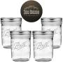 Ball Wide Mouth Mason Jars 16 oz Bundle mit Nicht-Rutsch-Deckelöffner - Set of 4 Half Quart Mason Gläser mit Deckeln