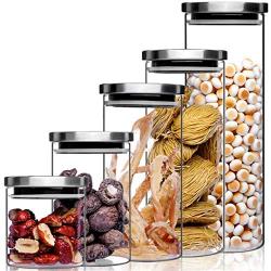 Glass Jars With Stainless Steel Cover Glass Spice Jars Storage Tank Food Contain Coffee Bean Jars And Lips Sealed Jar 95x145mm