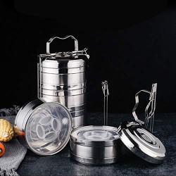 Thermos Food Jar Thermos 304 Stainless Food Flask,Leakproof Insulated Food Containers,Multi-storey,Portable Handle (Size : 1300ML)