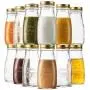 Bormioli Rocco Quattro Stagioni Glas Trinkflasche 13? Unzen Milchflaschen mit Gold Metall Luftdichten Verschlüssen, Für Saft, Smoothies, Selbstgemachte Getränke Flasche, Wiederverwendbare Glaswasserflasche (12er Set)