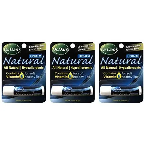 Baume à lèvres Dr. Dans | Vitamine E, Sans produits chimiques, Hypoallergénique | 0,14 oz | Pack de 3 Baume à lèvres Dr. Dans | Vitamine E, Sans produits chimiques, Hypoallergénique | 0,14 oz | Pack de 3