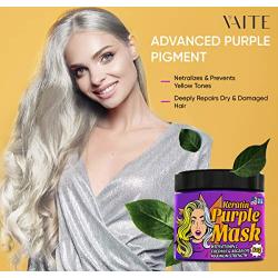 Purple Hair Mask with Argan Oil & Keratin for Platinum, Silver & Blonde Hair - Detach Brassy Blonde & Yellow Tones - Fully Restore Damaged & Dry Hair - Made in USA - 8 oz