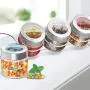 PLANET 007 Treo Delfy Lagerglasbehälter Set mit Farbdeckeln und Edelstahl-Standdose Glasbehälter Set Glasgläser für Süßigkeiten Schokolade Mandeln Vieles mehr 100 ml pro Stück Set von 4