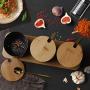 Spice Jars, Ceramic Seasoning Jar Set of 3, 3 Spice Jars + 3 Spoons (with Wooden Tray), Condiment Storage, Black, Creative Home Gifts